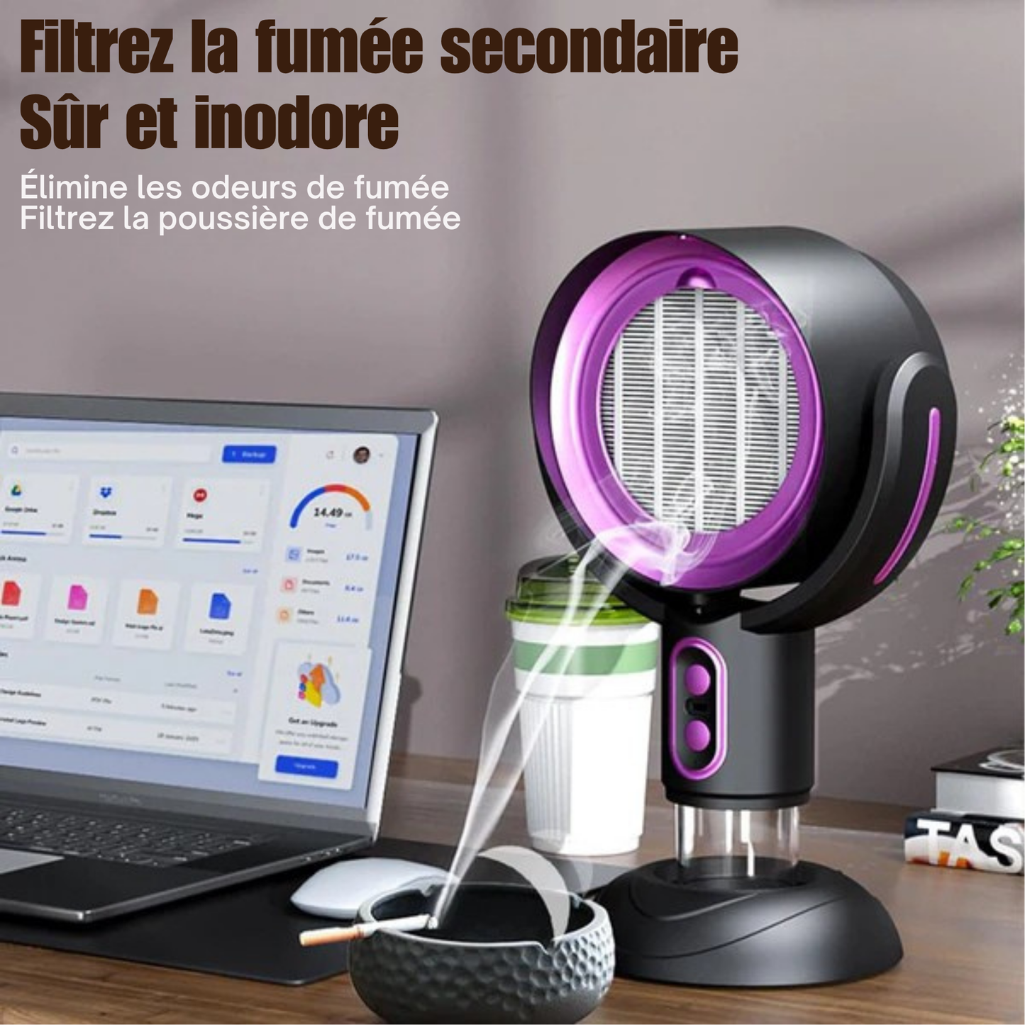 AeroPure™ – Mini Purificateur de Fumée Rechargeable
