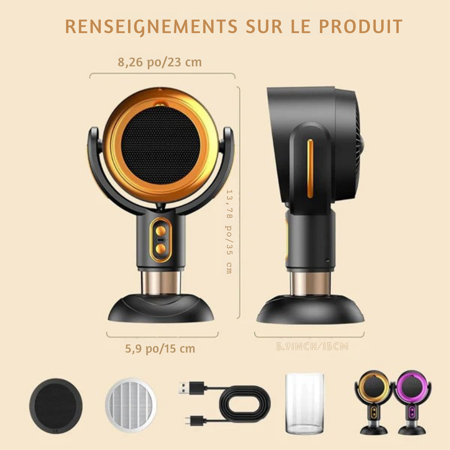 AeroPure™ – Mini Purificateur de Fumée Rechargeable