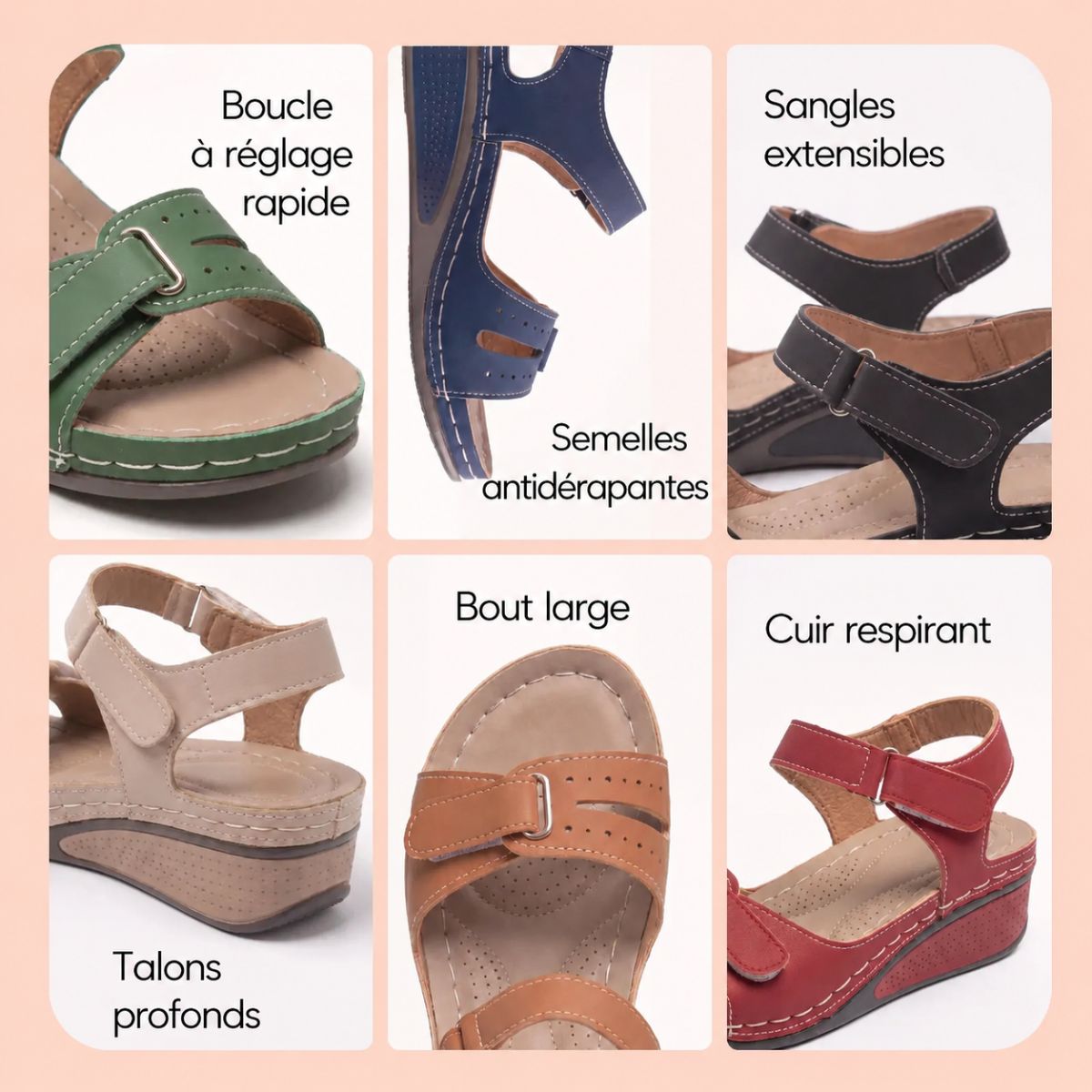 Sandales élégantes et orthopédiques tout confort pour femme