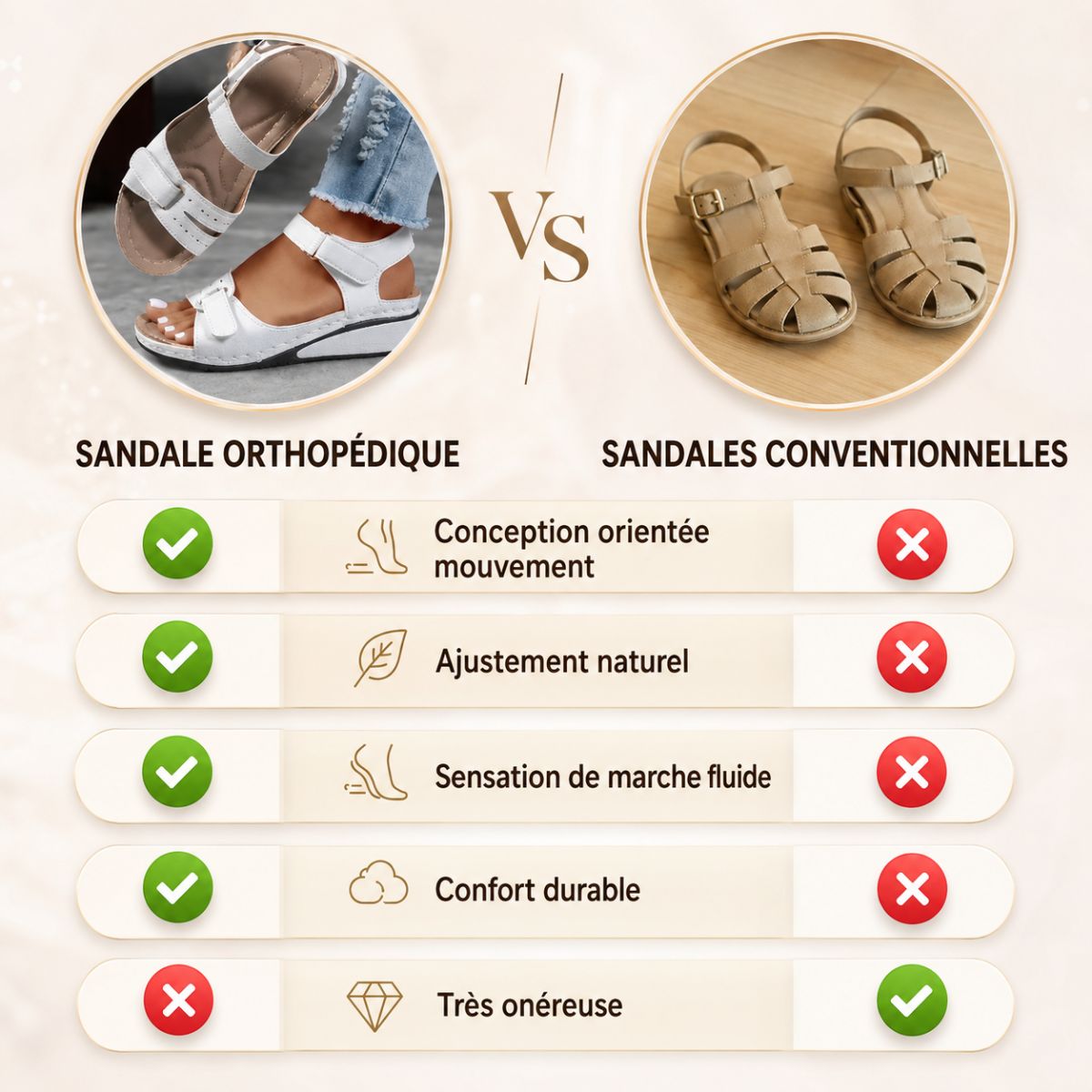 Sandales élégantes et orthopédiques tout confort pour femme