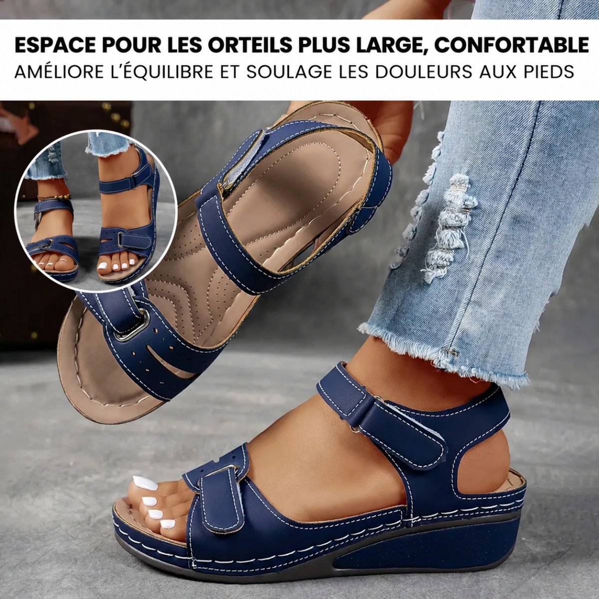 Sandales élégantes et orthopédiques tout confort pour femme