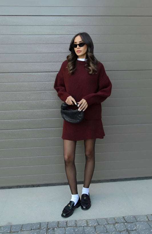 Marie Zweiteiliges Strick-Ensemble – Pullover & Rock