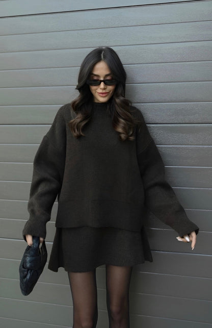 Marie Zweiteiliges Strick-Ensemble – Pullover & Rock