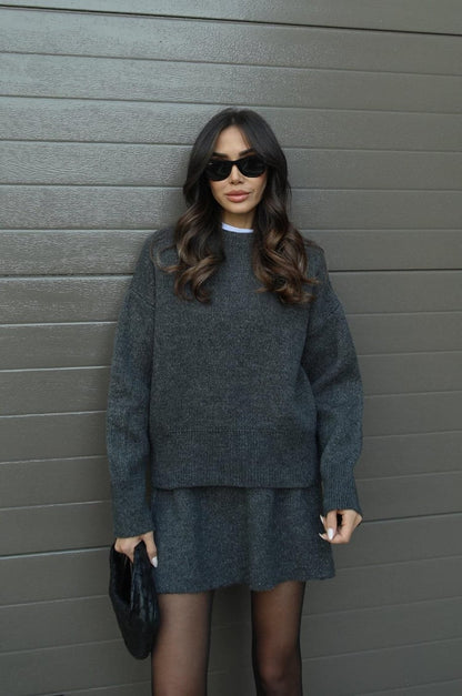 Marie Zweiteiliges Strick-Ensemble – Pullover & Rock
