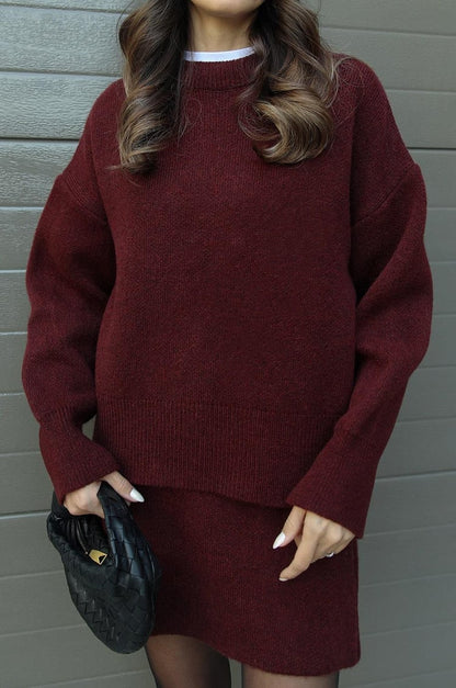 Marie Zweiteiliges Strick-Ensemble – Pullover & Rock