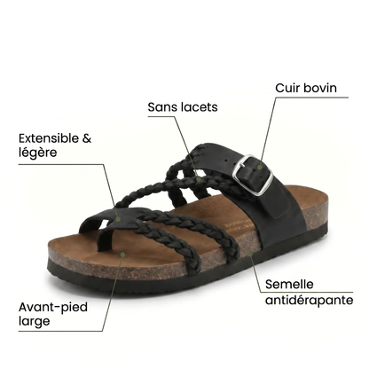 Tressia - Sandales en cuir à confort orthopédique