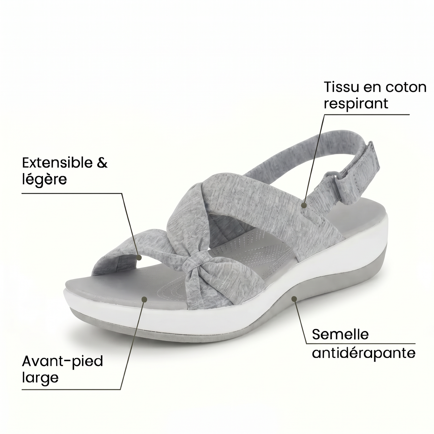 Nubéa™ - Sandales en tissu à confort orthopédique