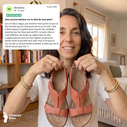 Lyria™ - Sandales ouvertes en cuir à confort orthopédique