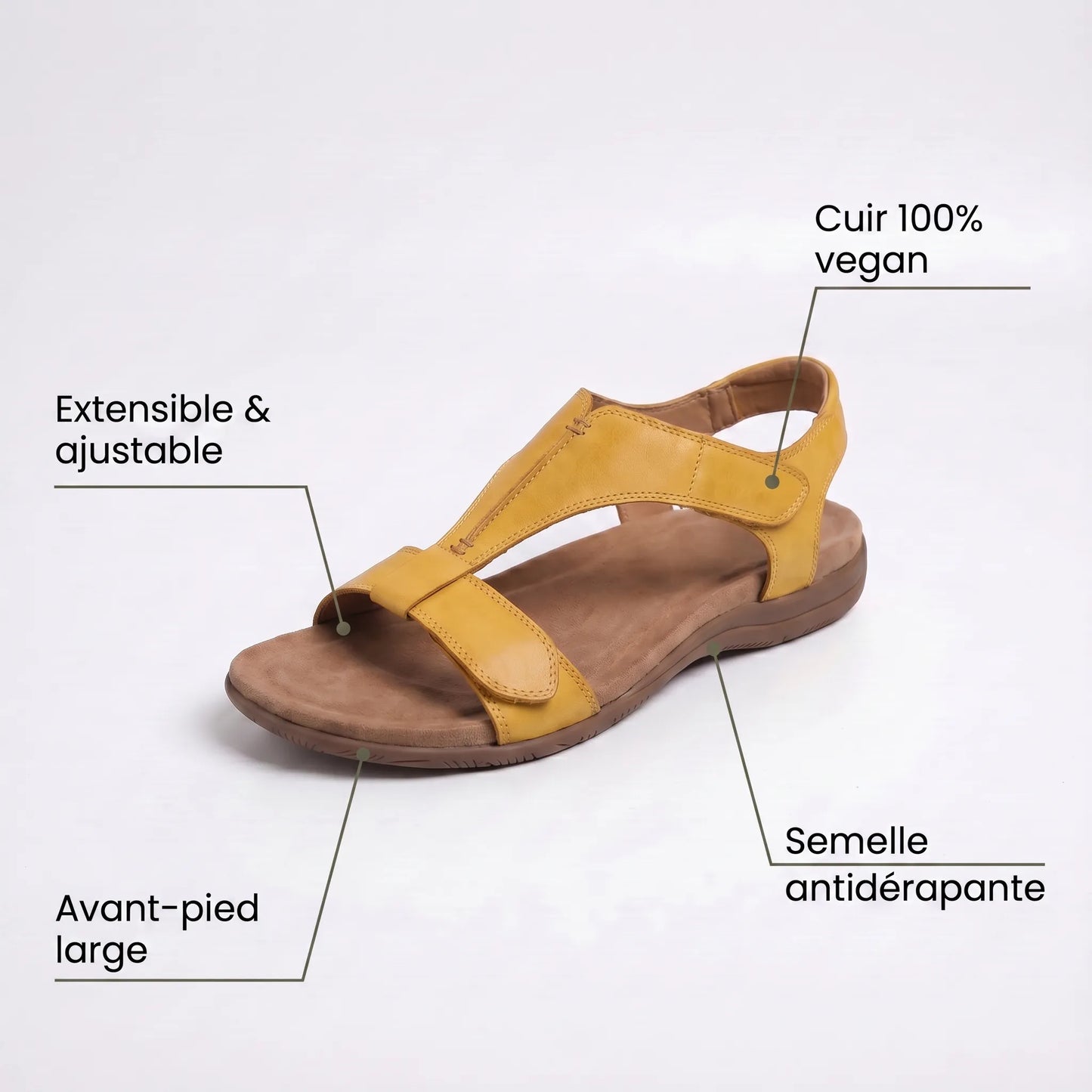 Lyria™ - Sandales ouvertes en cuir à confort orthopédique