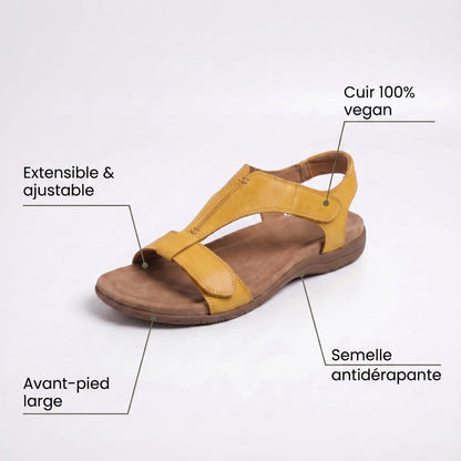 Lyria™ - Sandales ouvertes en cuir à confort orthopédique