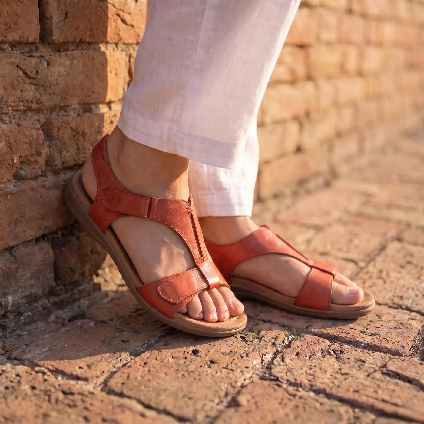 Lyria™ - Sandales ouvertes en cuir à confort orthopédique